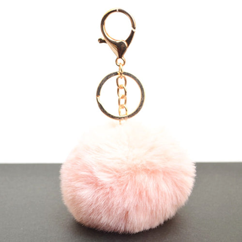 1 Pcs Simple Key Chain Faux Fur Ball 8cm Soft Keychain Pompom Car Bag Handbag Backpack KeyRing Pink