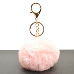 1 Pcs Simple Key Chain Faux Fur Ball 8cm Soft Keychain Pompom Car Bag Handbag Backpack KeyRing Pink
